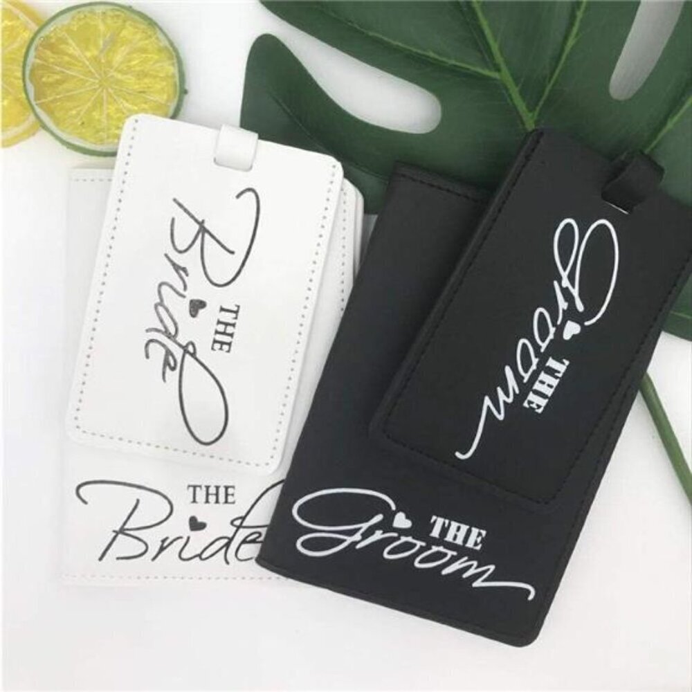 Luggage Tags & Passport Covers Set Bride Groom Couple - Picture 3 of 5